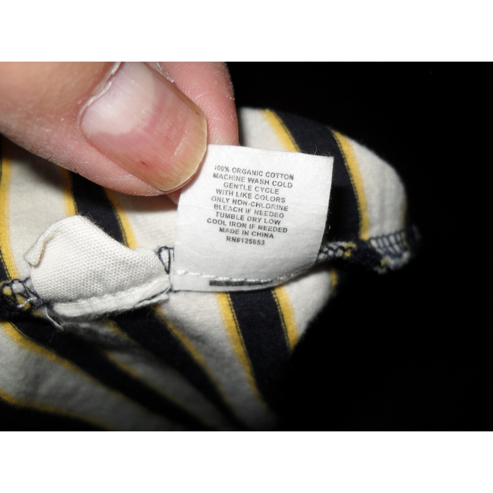 Taylor Stitch Mens Heavy Bag Striped T-Shirt Organic Cotton Cream Navy Yellow 46 - Picture 6 of 9